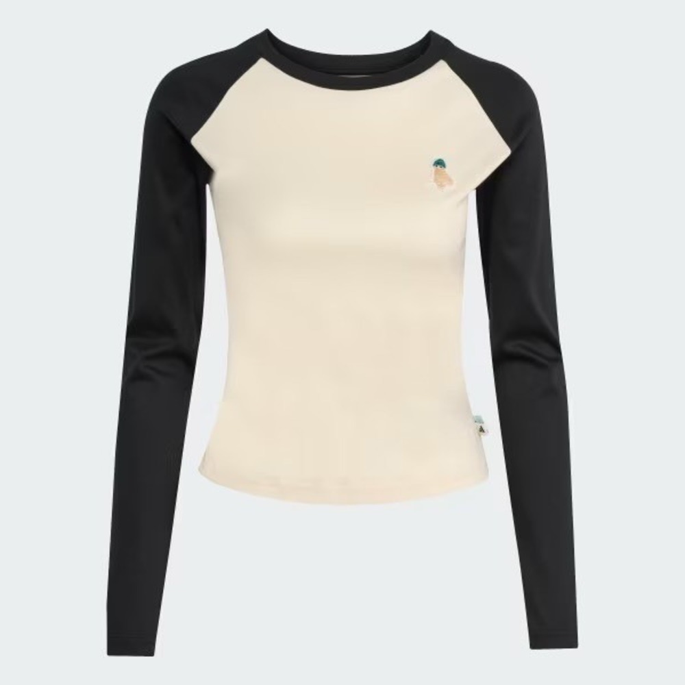 Adidas Cat Womens Small Cream Black Raglan Long‎ Sleeve Lover Beanie Baseball